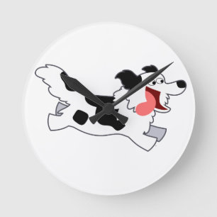 Niedliche Laufende Cartoon-Border-Collie-Wall-Uhr Runde Wanduhr