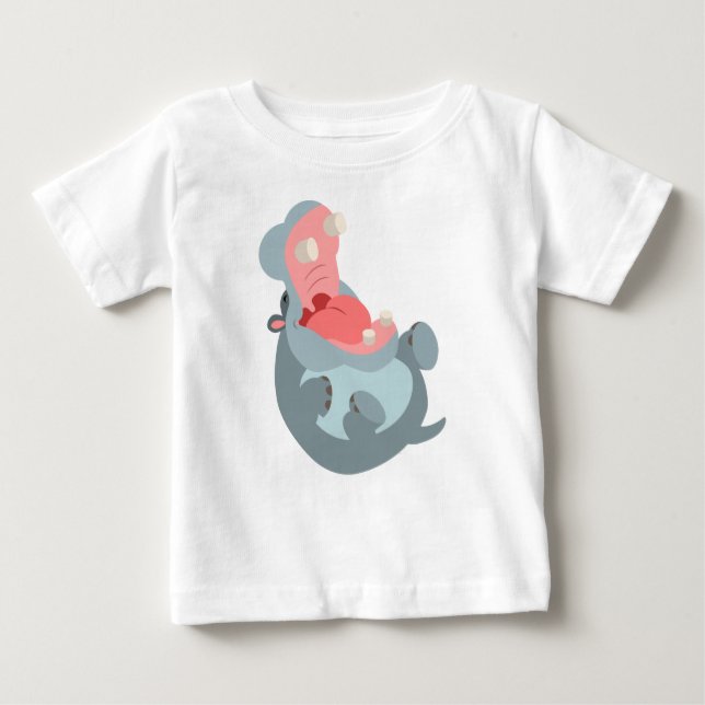 Niedliche Laughing Cartoon Hippo Baby T - Shirt (Vorderseite)