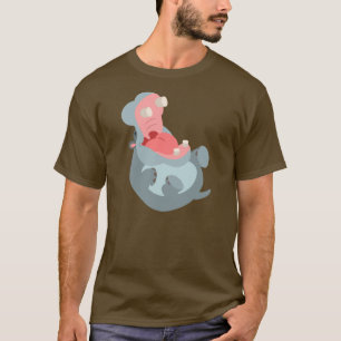 Niedliche Laughing Cartoon Hippo T - Shirt