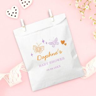 Niedliche Lavendel & Orange Butterfly Babydusche Geschenktütchen