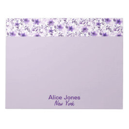 Niedliche Lavendelmuster Aquarellfarben Blume Notizblock