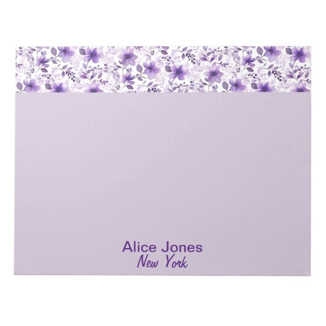 Niedliche Lavendelmuster Aquarellfarben Blume Notizblock (Vorderseite)