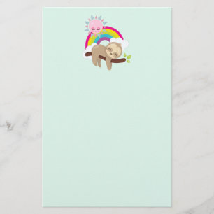 Niedliche Lazy-Sloth mit Sun & Rainbow Briefpapier
