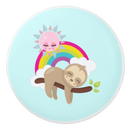 Niedliche Lazy-Sloth mit Sun & Rainbow Keramikknauf