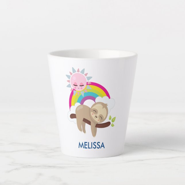 Niedliche Lazy-Sloth mit Sun & Rainbow Milchtasse (Vorderseite)
