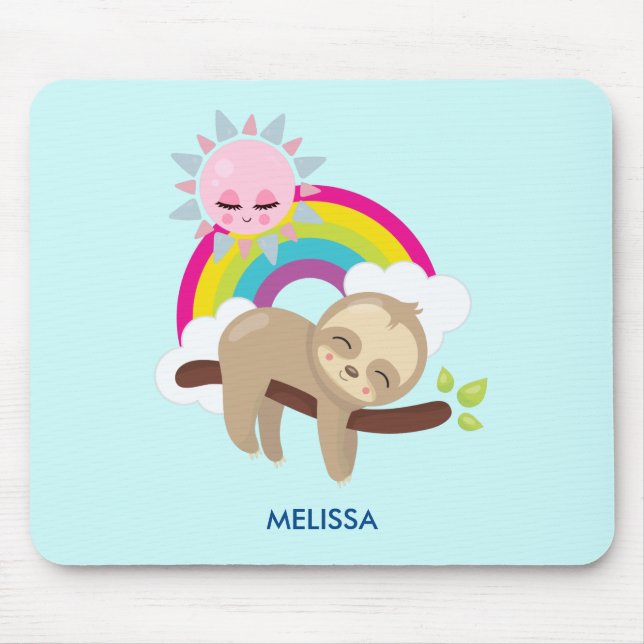 Niedliche Lazy-Sloth mit Sun & Rainbow Mousepad (Vorne)