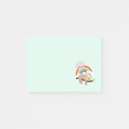 Niedliche Lazy-Sloth mit Sun & Rainbow Post-it Klebezettel