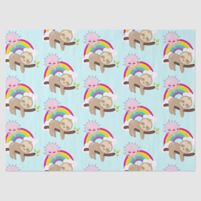 Niedliche Lazy-Sloth mit Sun & Rainbow Seidenpapier (Vorderseite)