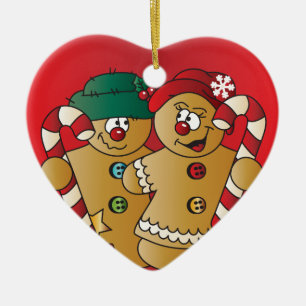 Niedliche Lebkuchen-Paare Keramik Ornament
