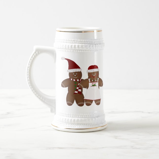 Niedliche Lebkuchen-Paare Stein Bierglas (Links)