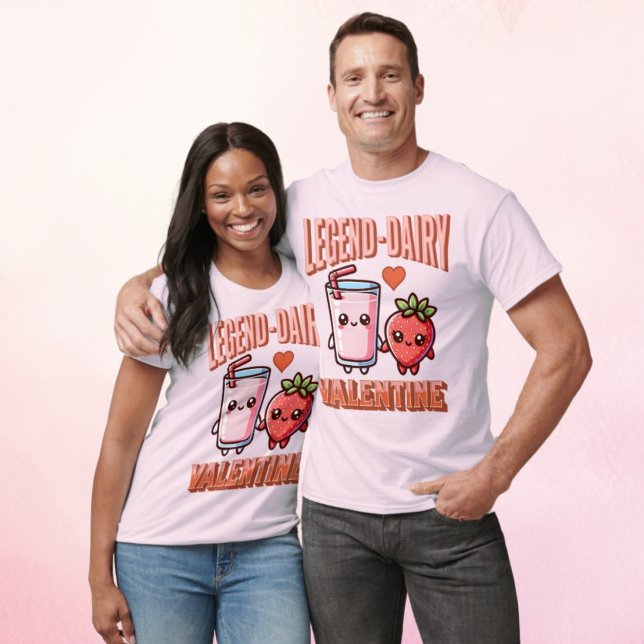 Niedliche Legend Dairy Couple Erdbeeren Milch Vale T-Shirt (Cute Legend-Dairy Couple Strawberry Milk Valentine T-Shirt)