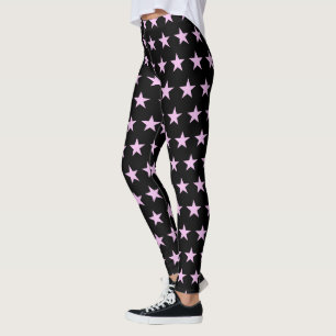 Niedliche Leggings in Schwarz und Rosa.