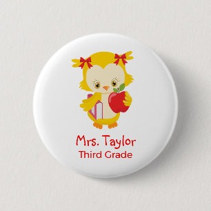 Niedliche Lehrereule Button