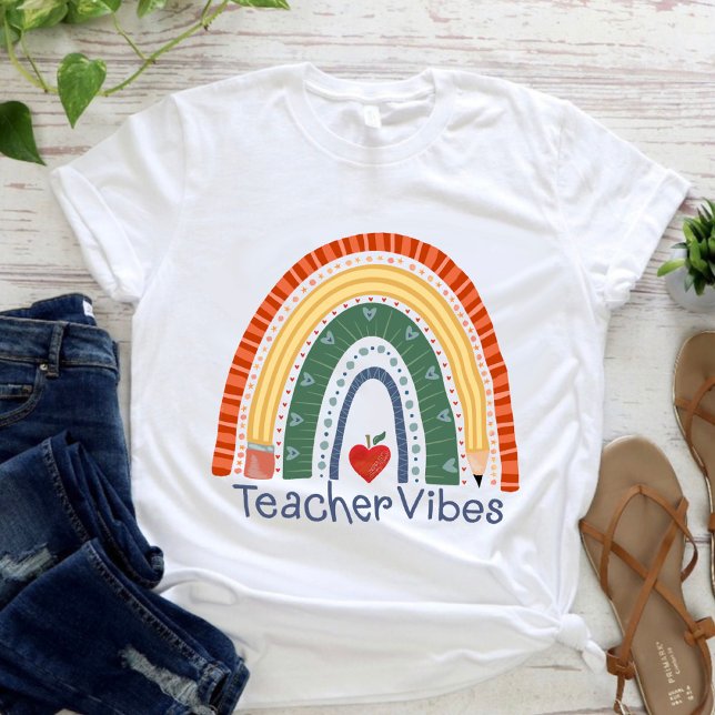 Niedliche Lehrerin Vibes Rainbow Inspirivity T-Shirt (Von Creator hochgeladen)