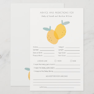 Niedliche Lemon Citrus Babydusche Beratung Vorhers