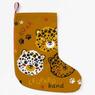 Niedliche Leopard Katze Gesicht Zeichnend. Little  Kleiner Weihnachtsstrumpf