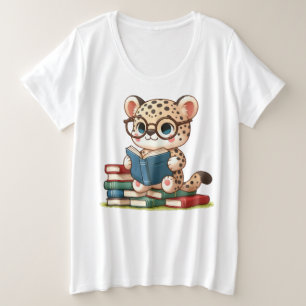 Niedliche Leopard-Lesart Große Größe T-Shirt