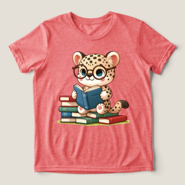 Niedliche Leopard-Lesart Tri-Blend Shirt (Design Vorderseite)