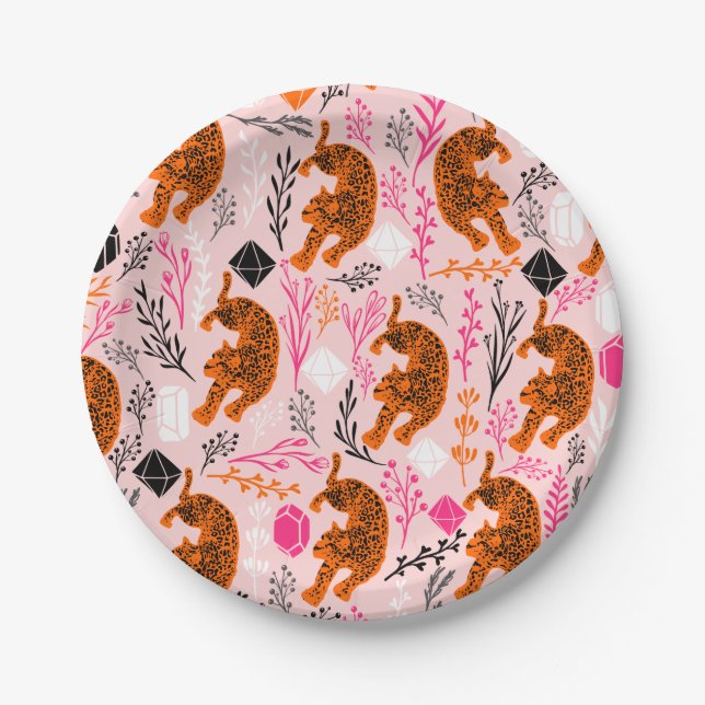 Niedliche Leopard-Papier-Teller Pappteller (Vorderseite)