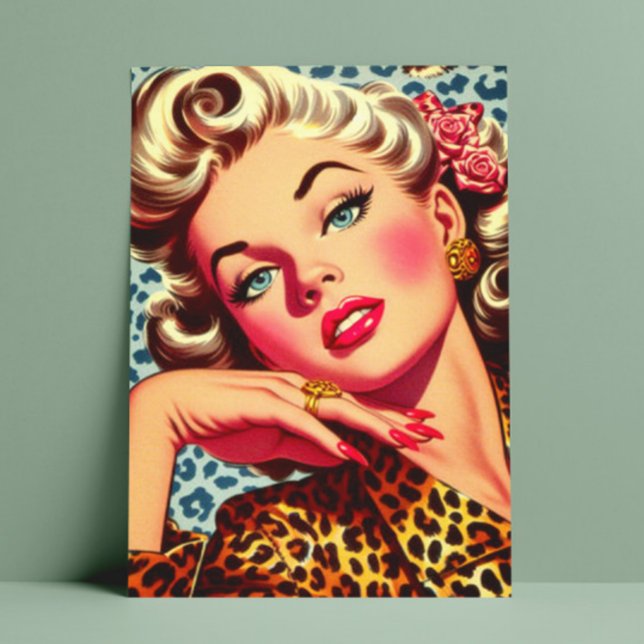 Niedliche Leopard Print Girl Postkarte (Von Creator hochgeladen)