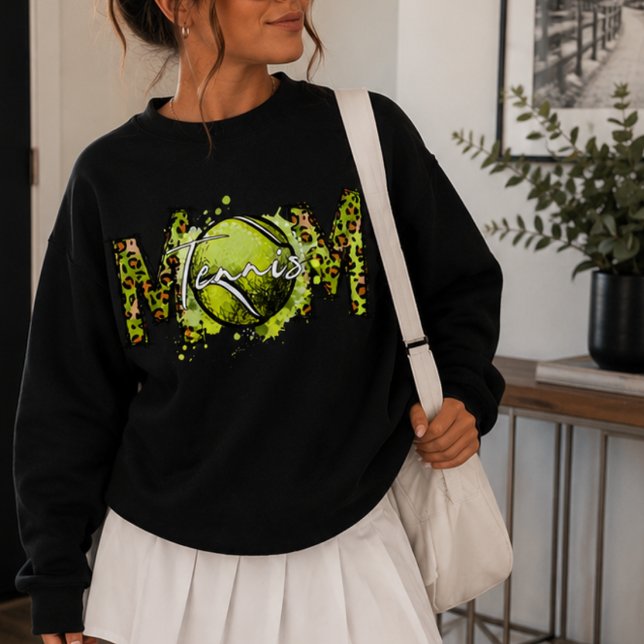 Niedliche Leopard Print Tennis Mama Sweatshirt (Von Creator hochgeladen)