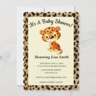 Niedliche Leopard Tierdrucktücher-Dusche Einladung