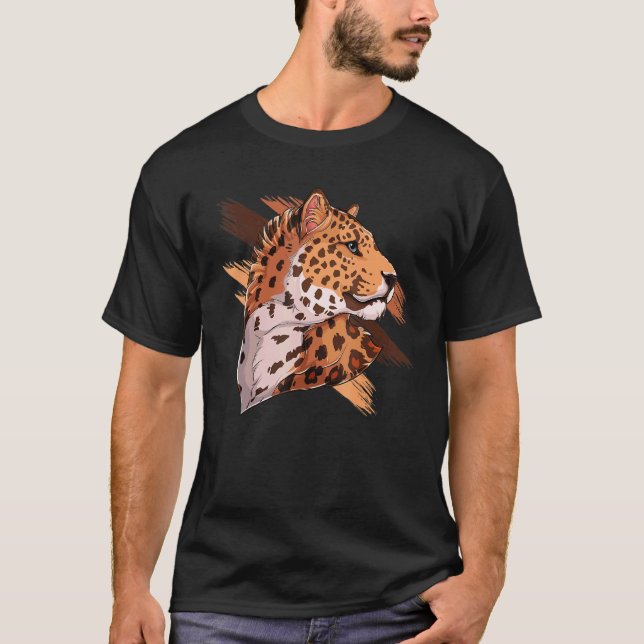 Niedliche Leopardin Frauen Katze Tier Grafik T-Shirt (Vorderseite)