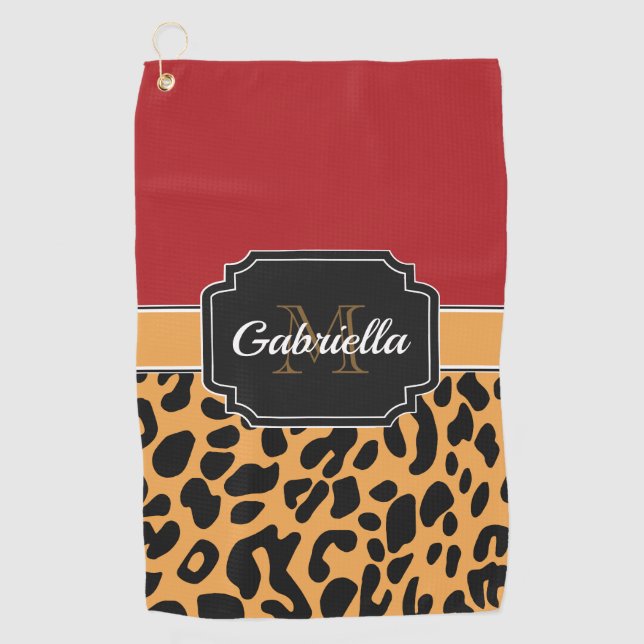 Niedliche Leopardrucke Golfhandtuch (Vorderseite)