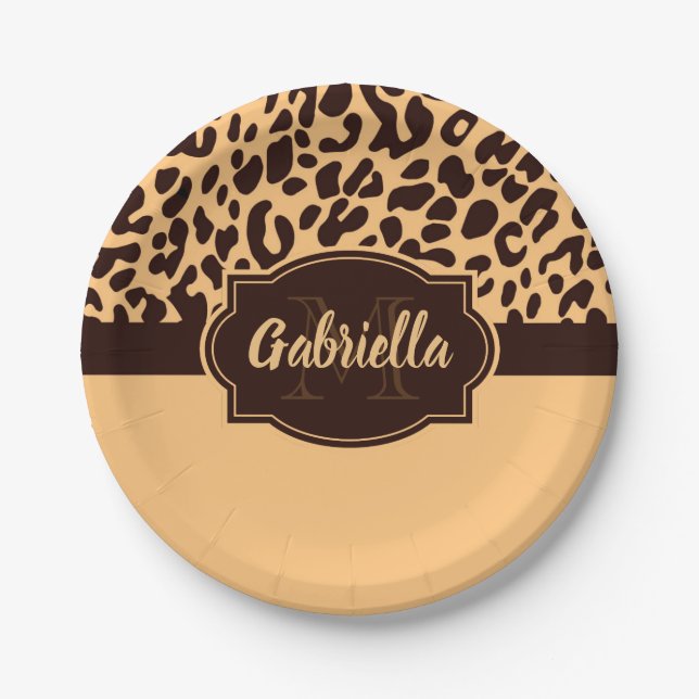 Niedliche Leopardrucke Pappteller (Vorderseite)