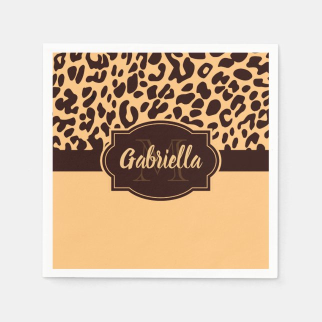 Niedliche Leopardrucke Serviette (Vorderseite)