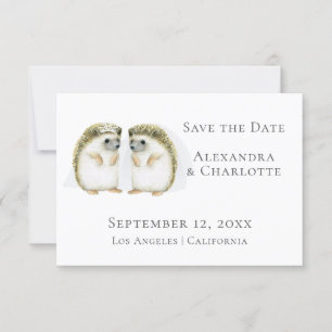 Niedliche Lesbische Hochzeit Igel Couple Save the  Date