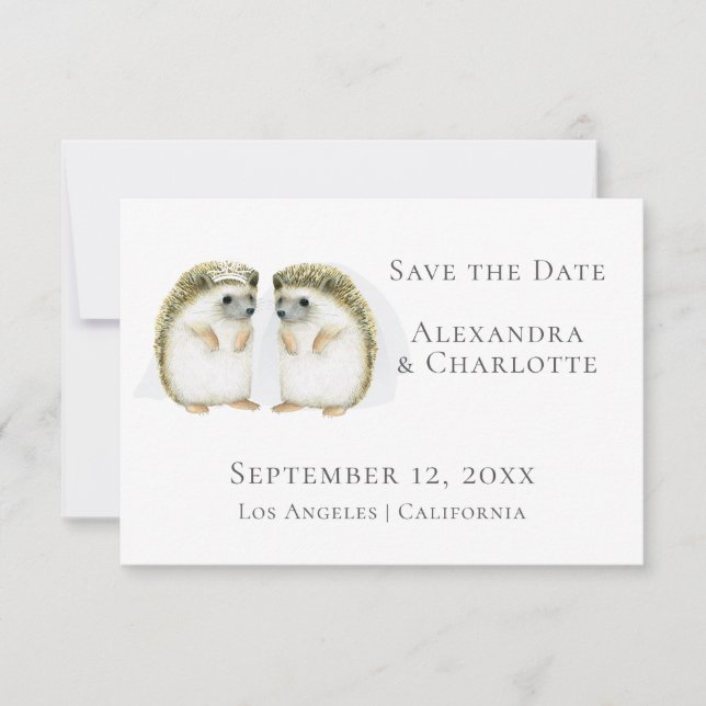 Niedliche Lesbische Hochzeit Igel Couple Save the  Save The Date (Vorderseite)