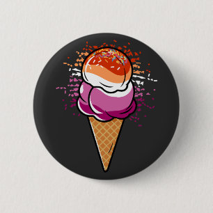 Niedliche Lesbische Sapphic LGBT Flag Eiscreme Button