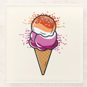 Niedliche Lesbische Sapphic LGBT Flag Eiscreme Glasuntersetzer