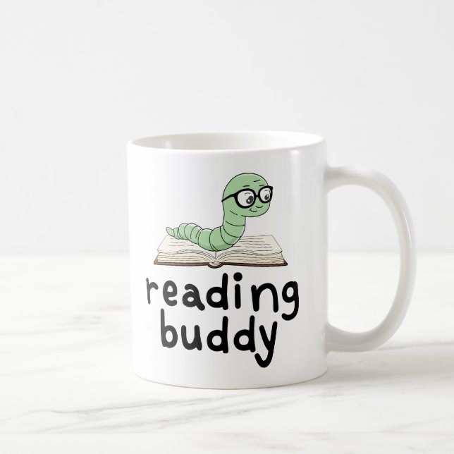 Niedliche Lesemaschine mit Buch lesen Kaffeetasse (Rechts)