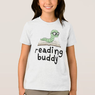 Niedliche Lesemaschine mit Buch lesen Tri-Blend Shirt