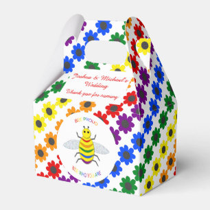 Niedliche LGBT Proud Rainbow Bee und Blume Hochzei Geschenkschachtel