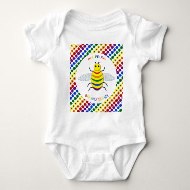 Niedliche LGBT-Proud-Regenbogenbiene und -Blume Baby Strampler (Vorderseite)