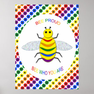 Niedliche LGBT-Proud-Regenbogenbiene und -Blume Poster
