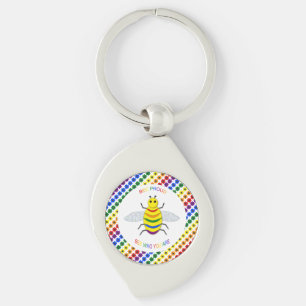 Niedliche LGBT-Proud-Regenbogenbiene und -Blume Schlüsselanhänger