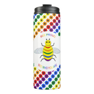 Niedliche LGBT-Proud-Regenbogenbiene und -Blume Thermosbecher