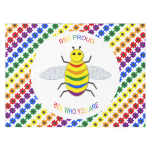 Niedliche LGBT-Proud-Regenbogenbiene und -Blume Tischdecke