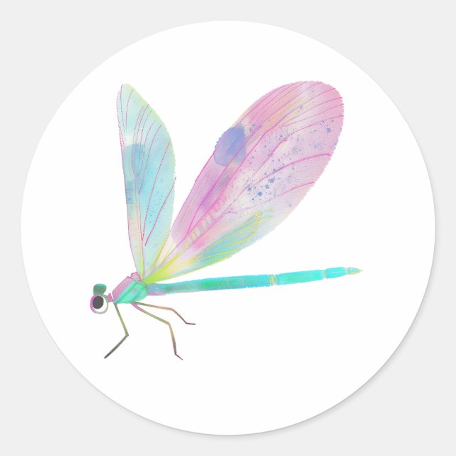 Niedliche Libelle Runder Aufkleber (Vorderseite)