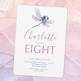 Niedliche Libelle Watercolor-Girl zum Geburtstag Einladung