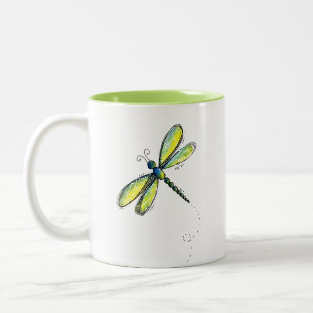 Niedliche Libelle Zweifarbige Tasse (Links)