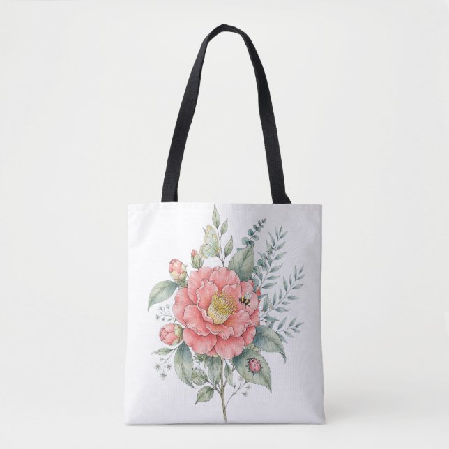 Niedliche Libellen-Hibiskus-Aquarell-Garten (Vorderseite)