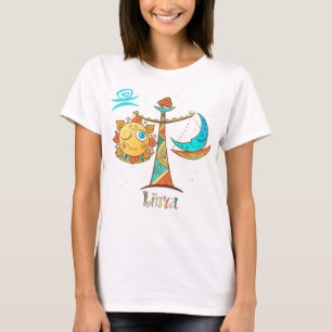 Niedliche Libra-Sonne und Mondskala T-Shirt
