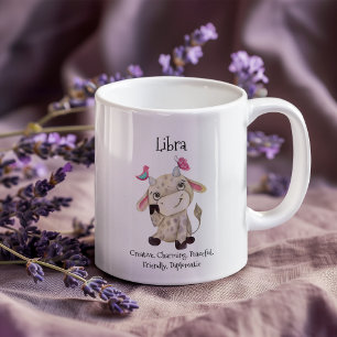 Niedliche Libra Watercolor Bull Zodiac Eigenschaft Kaffeetasse