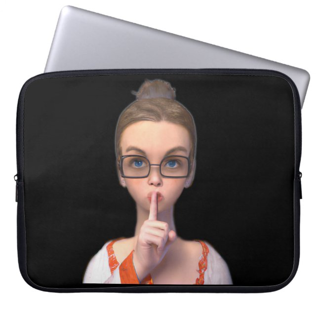 Niedliche Librarian mit Dankeschön Laptopschutzhülle (Vorderseite)