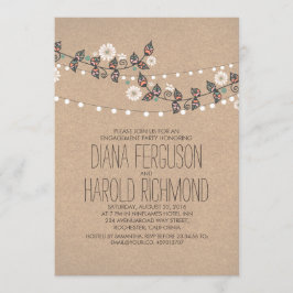 Niedliche Lichtstränge florale rustikale Engagemen Einladung
